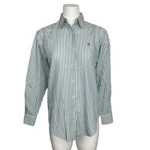 Lauren Ralph Lauren Striped Cotton Button Down Shirt Blue Sz 4